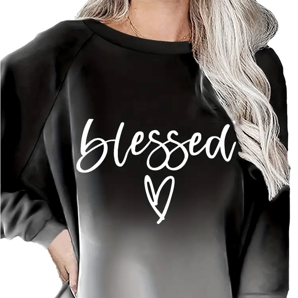 BRAND NEW 5XL “BLESSED” Plus Size Casual Long/Raglan Sleeved Pullover Shirt